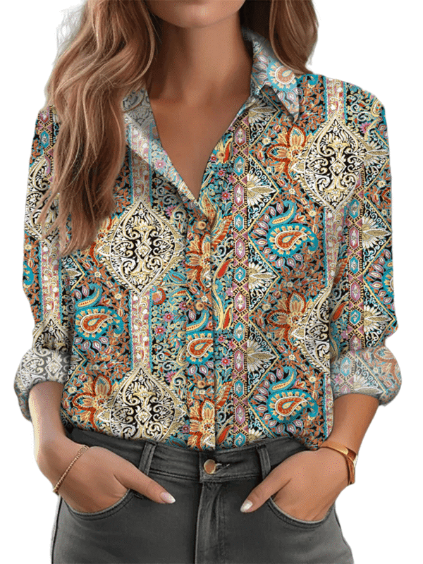 Elegant Women's Loose Fit Blouse – Long Sleeve Casual Shirt for Daily & Weekend Wear