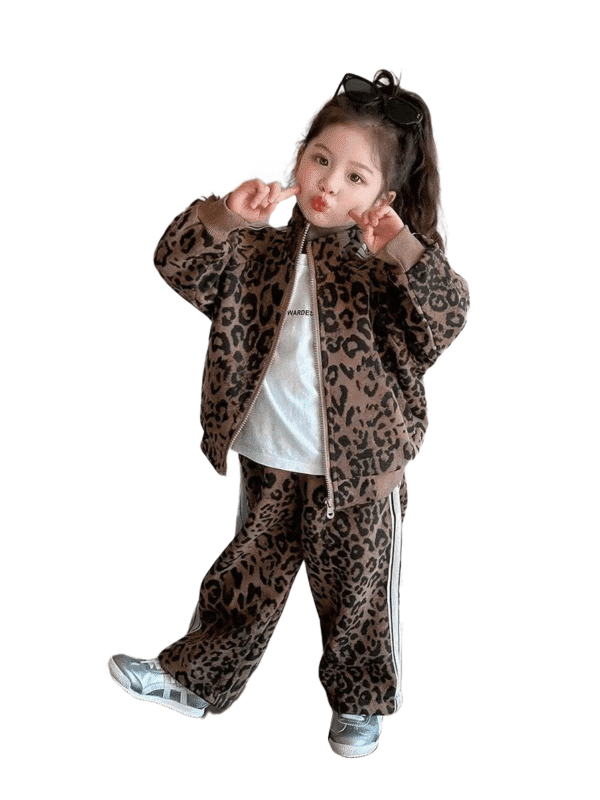 Girls' Leopard Print Two-Piece Set – Stylish Spring Outfit for Toddlers & Kids