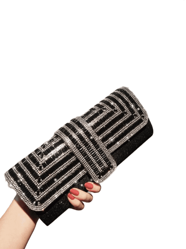 Crystal Evening Clutch Bag – Diamond-Studded Chain Purse for Weddings & Parties