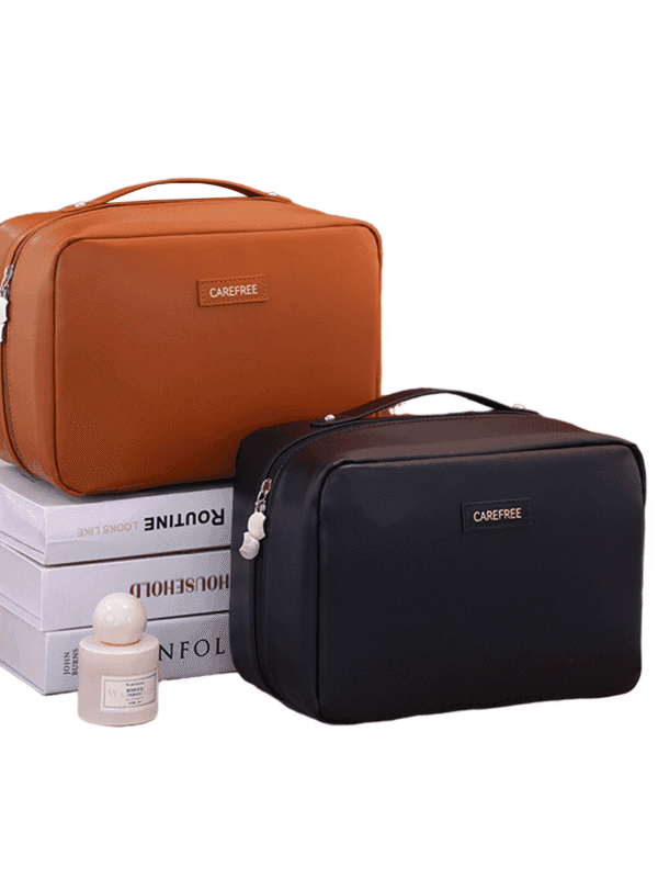 Luxury PU Leather Makeup Tote – Large-Capacity Travel Cosmetic & Toiletry Bag