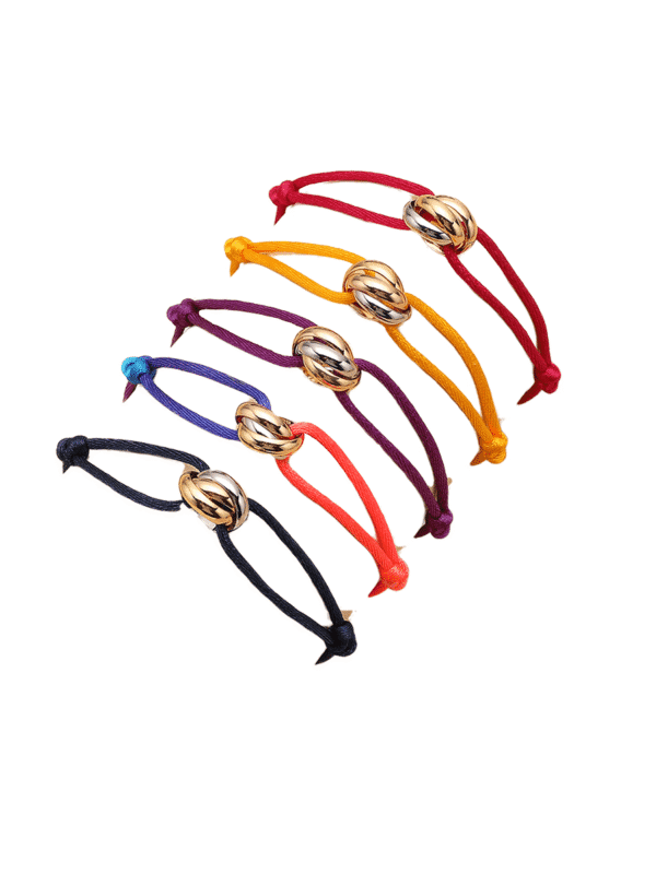 Simple Fashion Unisex Bracelet 3 Metal Round Circle Accessory Adjustable Men's Rope Bracelet for Women Jewelry Gifts