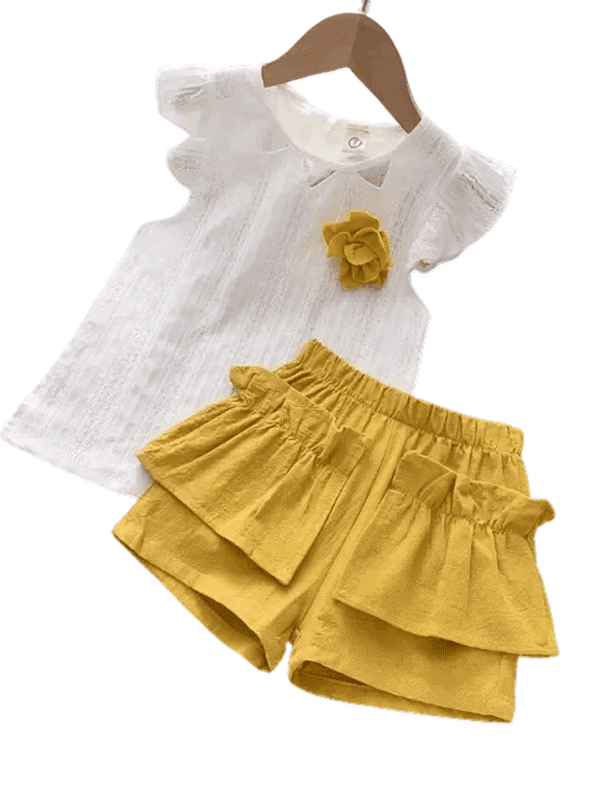 Girls’ Summer Outfit Set – Sleeveless Top & Shorts for Babies & Kids