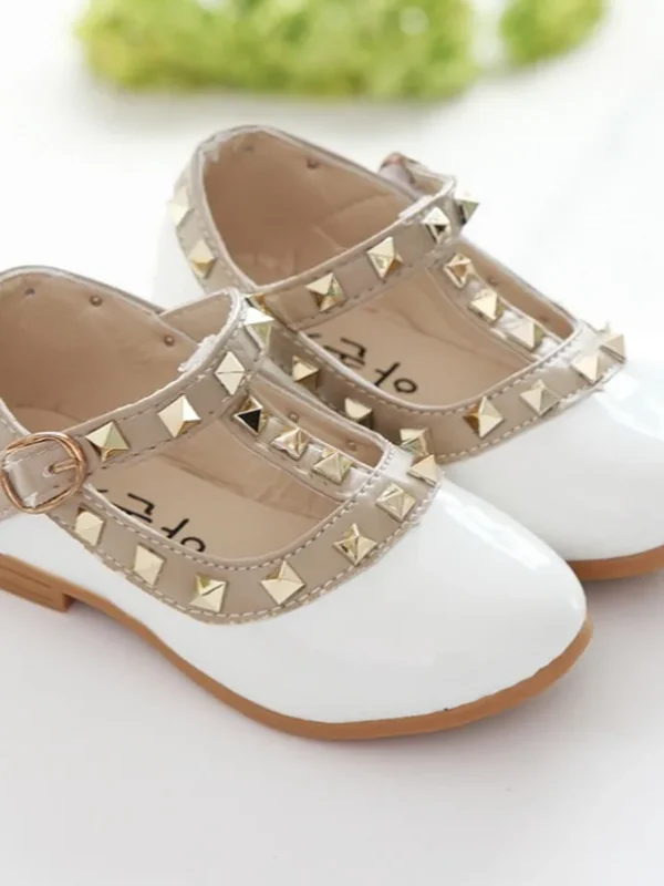 Girls Rivet T-Strap Flat Shoes – Toddler & Kids Princess Sandals for Spring, Summer & Autumn