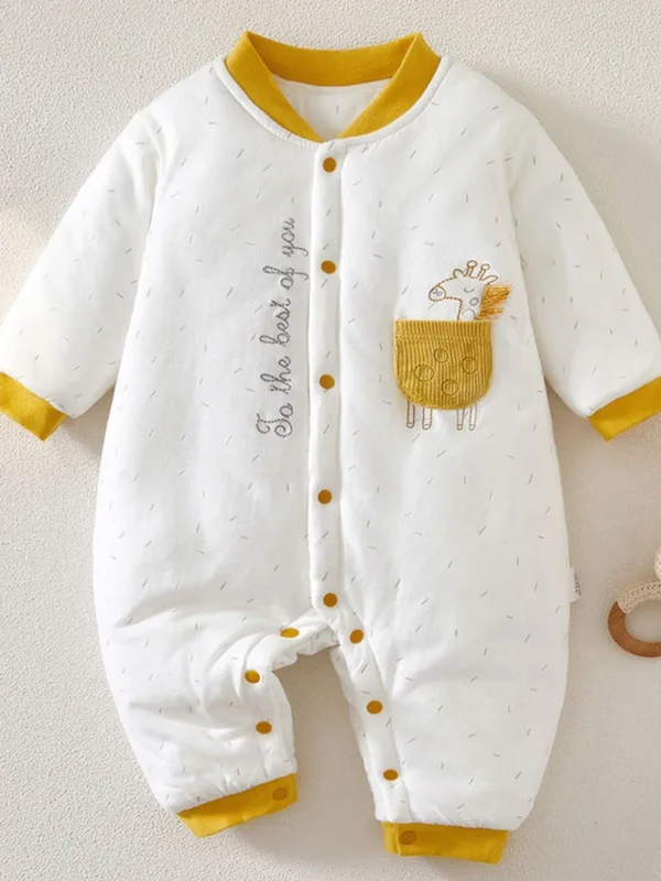 Baby Boy Onesie Long Sleeve Animal Print Cotton Thicken Warm Winter Newborn Clothes 0-3 Months Hospital Girl Rompers