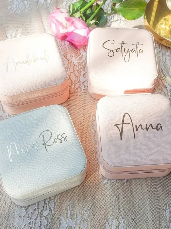 Personalized Bridesmaid Jewelry Box – Custom Travel Case for Bridal Showers, Gifts & Party Favors