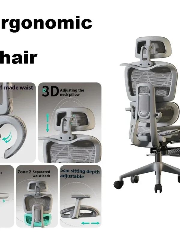 Ergonomic Reclining Gaming Office Chair with 3D Headrest & Massage – Adjustable Armchair for Computer Desk