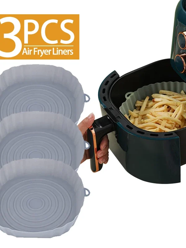 Reusable Silicone Air Fryer Pot – Non-Stick Baking Tray for Oven & Grill (1–3PCS)