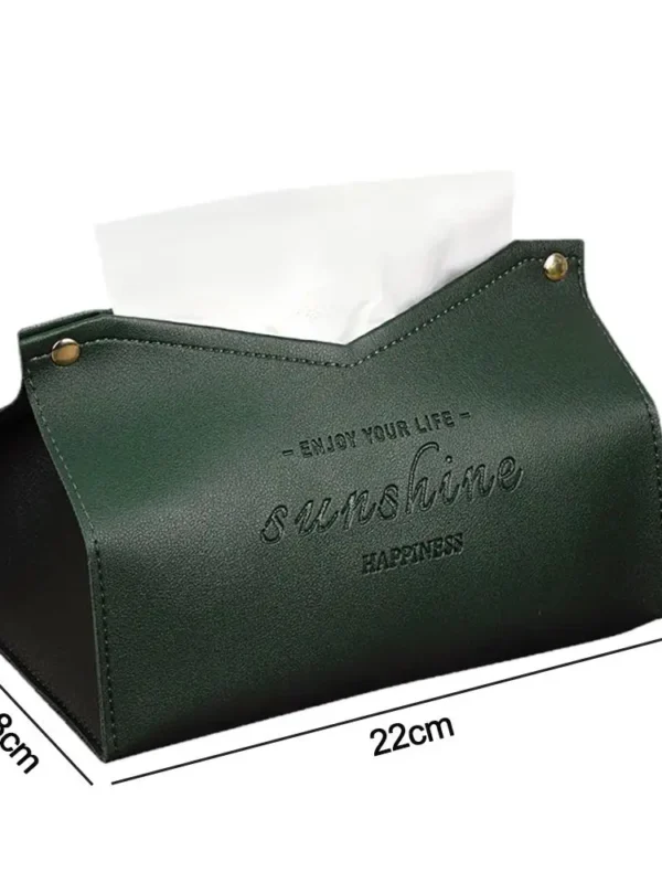 Minimalist Leather Tissue Box – Solid Color Napkin Holder for Home & Car