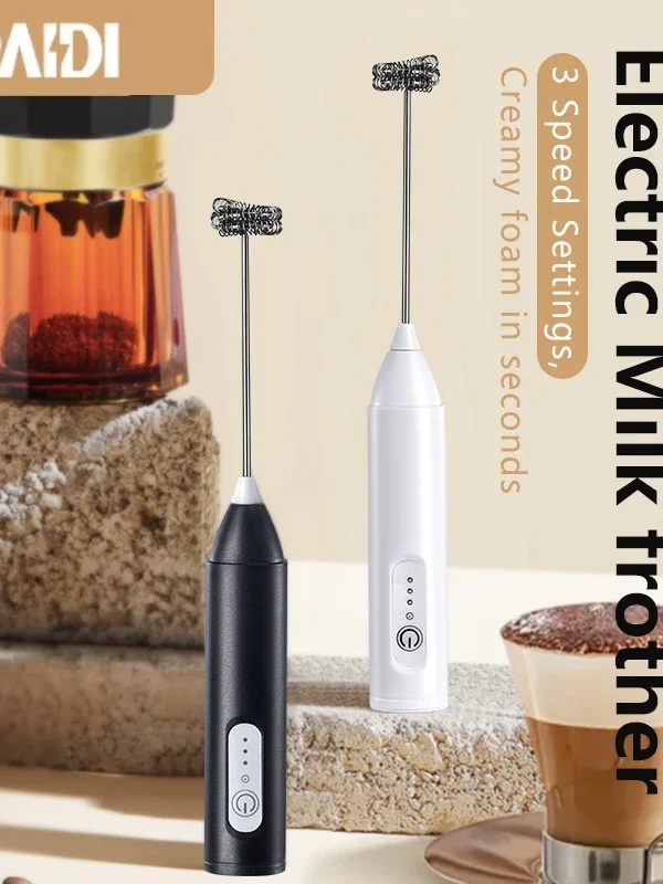 Mini USB Rechargeable Coffee Frother – 3-Speed Electric Milk Foam Maker & Blender, Handheld Mixer for Coffee, Milk & Eggs