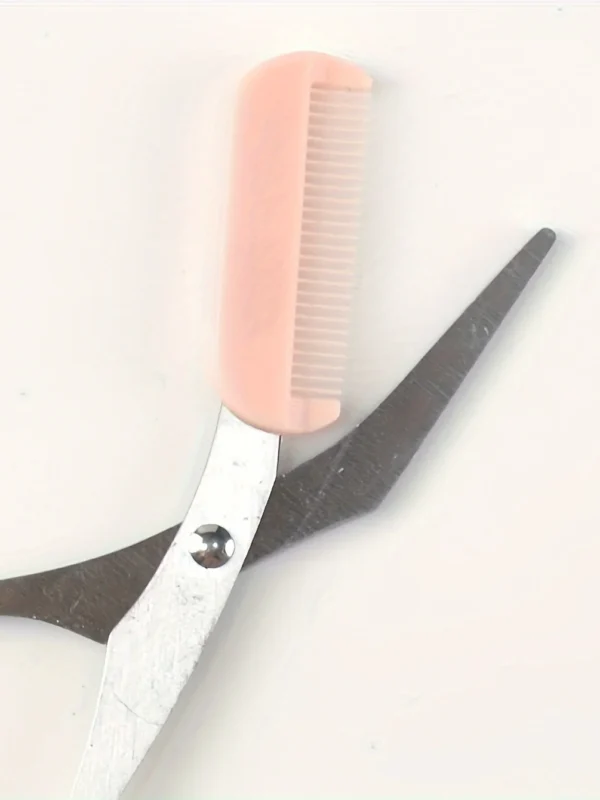 Stainless Steel Eyebrow Trimmer Scissors – With Comb for Men & Women