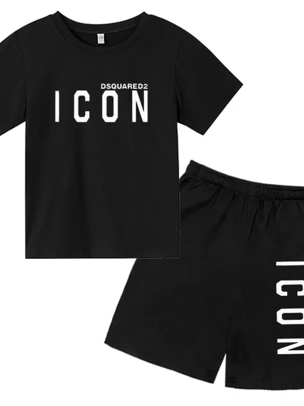 ICON Print Kids’ 2-Piece Set – Casual Short Sleeve T-Shirt & Shorts Outfit for Boys Ages 2-12