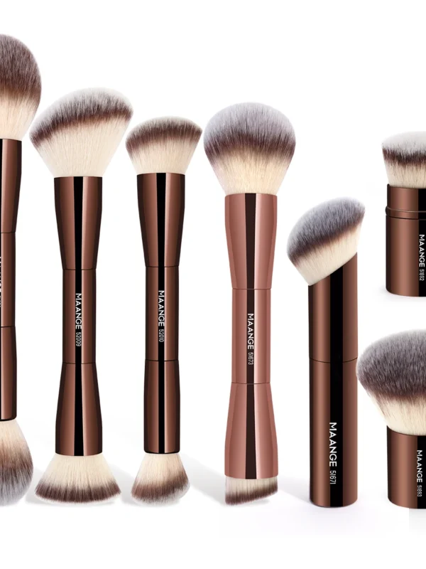 MAANGE Double-Head Makeup Brush – Soft Fiber for Foundation, Powder & Blush