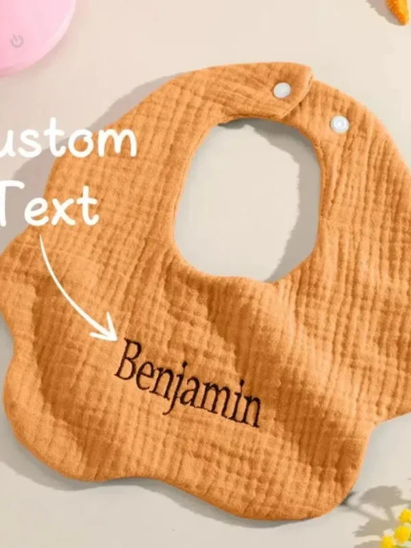 Personalized Custom name Embroidered Newborn letter Nursery Baby bib burp cloth Flower shape Gifts for Boy Girl