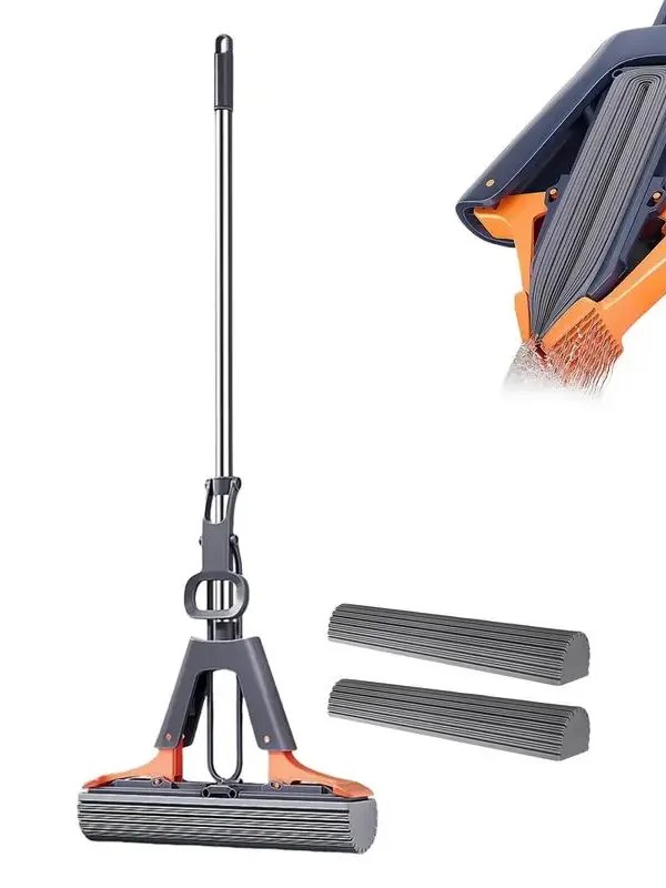 Floor Roller Mop PVA Sponge Floor Squeeze Mop For Cleaning Efficient Cleaning Absorbent Sponge Mop For Hardwood Tile Marble