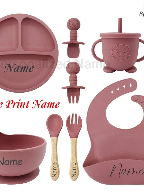 Personalized Baby Feeding Set – Custom Silicone Plate, Bowl & Cup for Kids