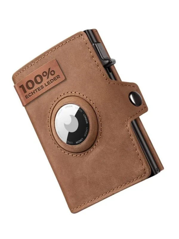 YATBEST Men’s Leather Wallet with Coin Pocket – RFID Anti-Theft AirTag Holder Slim Card Clip Wallet