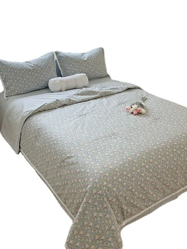 Pure Cotton Summer Cooling Duvet Four-Piece Set Lace Soybean Fiber Airable Cover