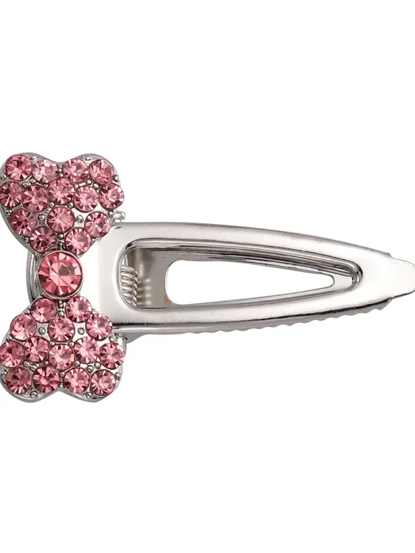 Fashion Luxury Crystal Hairpins Vintage Heart Pink Rhinestone Silver Hair Clips For Women Girls Sweet Barrettes Hair Accessories