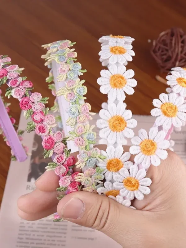 Wash Face Headband Hair Ornament Boho Chic Embroidered Flowers Hairband Yoga Facial Mask Hair Holder for Women Lady Girl
