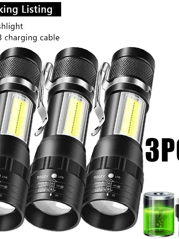 USB Mini Rechargeable Flashlight COB+XPE