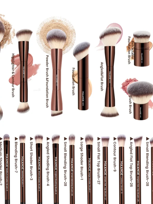 MAANGE 20pcs Pro Makeup Brush Set – Double-Ended for Face & Eye Blending
