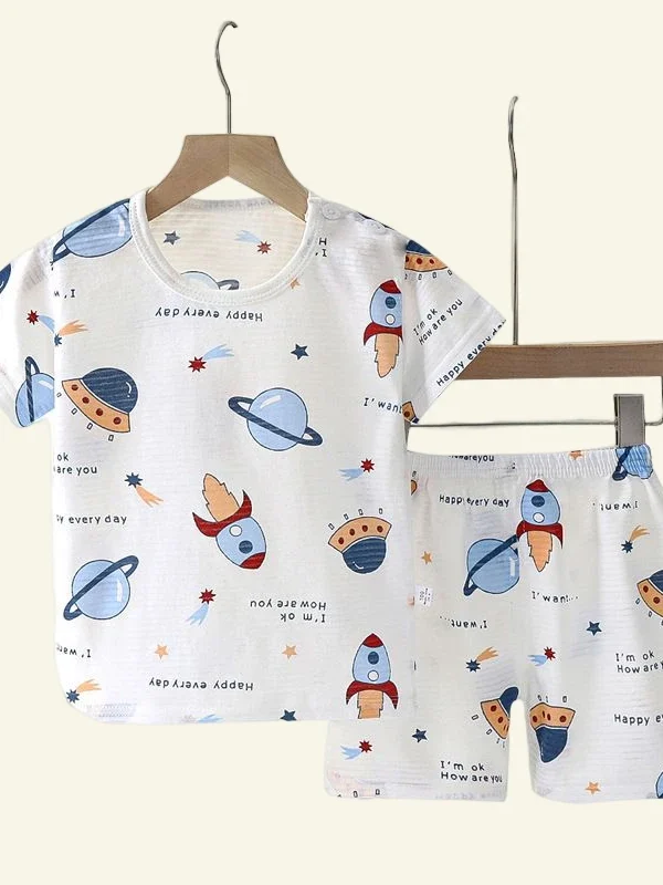 Popular Summer Cotton Baby Pajama Set – Cute Cartoon Short Sleeve Sleepwear for Kids