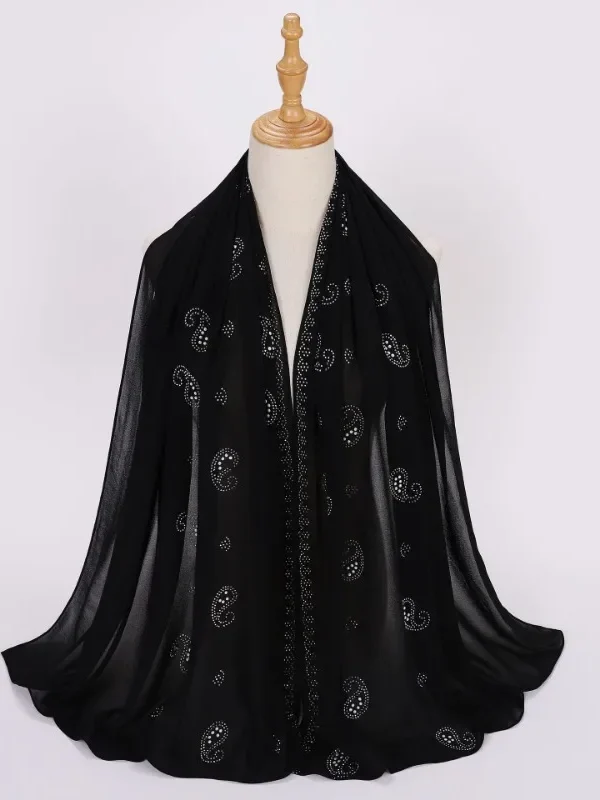 Handmade Bubble Gauze Hijab – Fashion Scarf with Sticky Flower & Boat Anchor Details for Muslim Women