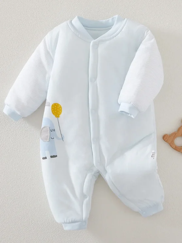 Baby Boy Christmas Rompers Cotton Thicken Warm Winter Animal Print Newborn Girl Outerwear Clothes