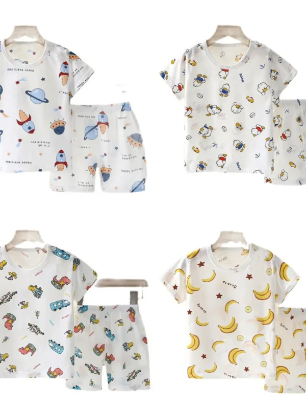 Kids Summer Pajama Set – Lightweight Two-Piece Homewear for Boys & Girls, Soft Baby Sleepwear