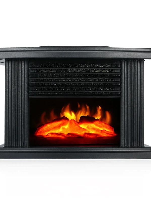 Mini Electric Fireplace Heater with Remote | Simulated Flame & Quiet Portable Space Warmer