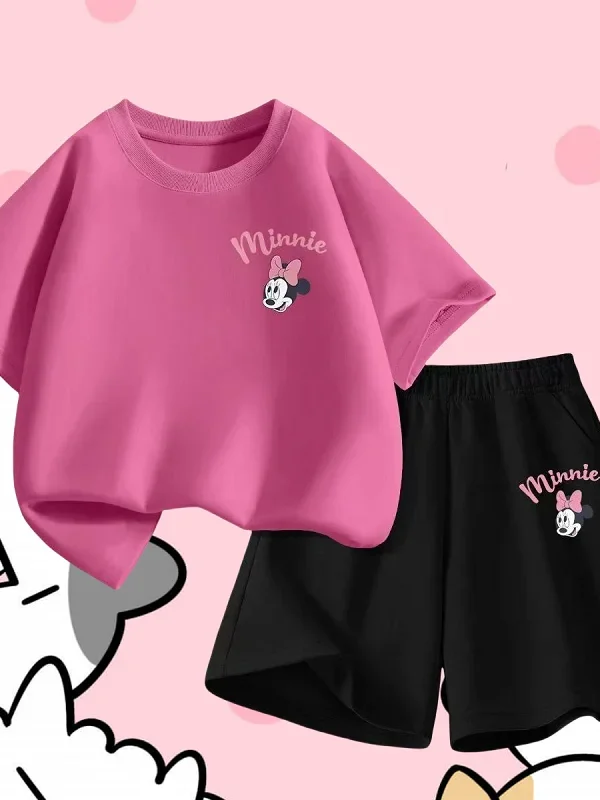 Disney Minnie Mouse Summer Clothes Set – Baby Girl & Boy T-Shirt + Shorts 2-Piece Outfit (Ages 1–7)