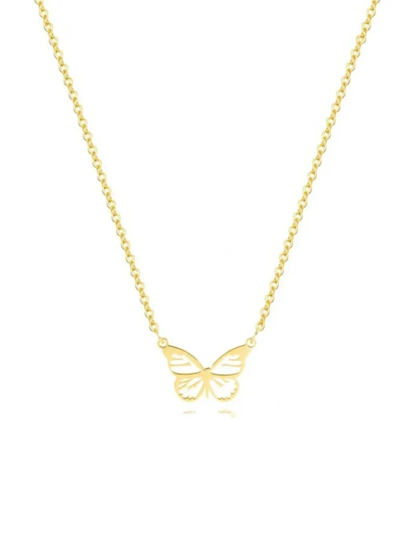 MEDFOLY Butterfly Pendant Necklace – 18K Gold Plated Stainless Steel Chain for Women