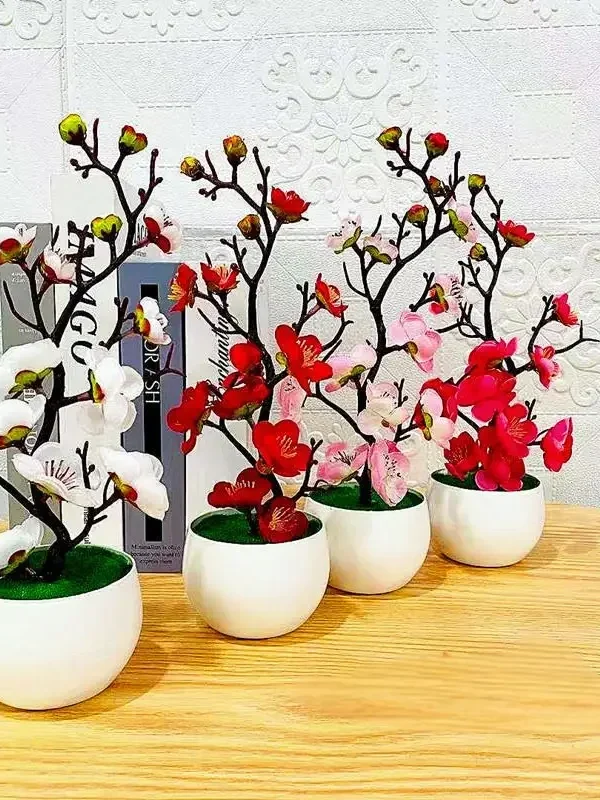 Simulation Plum Flower Pot Plant Artificial Plastic