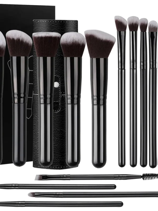 14-Piece Full Set: Includes essential brushes for foundation, blush, powder, contour, eyeshadow, and blending