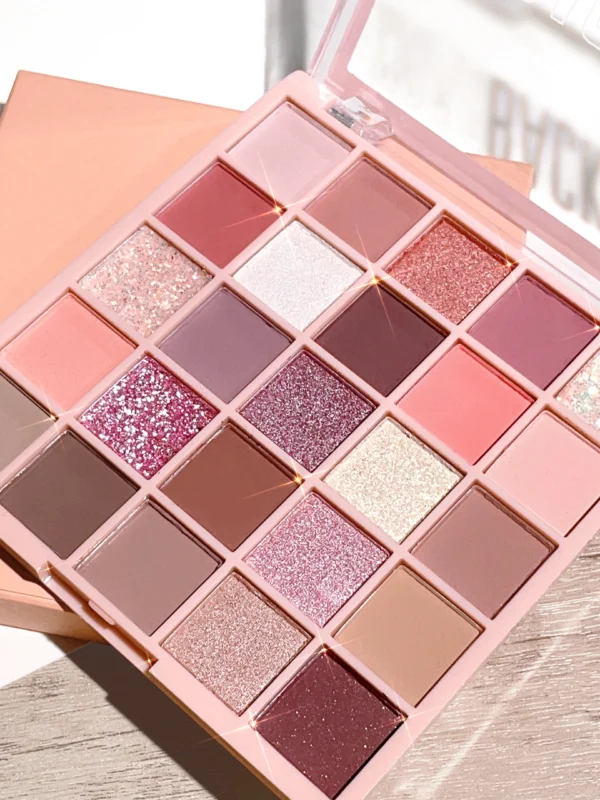 25-Color Eyeshadow Palette – Oatmeal Milk Tea Shades with Sparkling Glitter, Pearl Shimmer & Warm Orange Browns | Affordable Everyday Eye Makeup Set