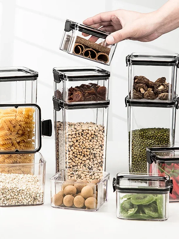 Sealed Food Storage Container – Transparent Plastic Jar for Snacks, Grains & Tea