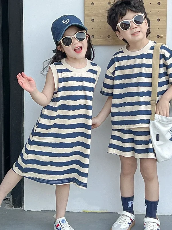 Chldren Stripe Short Sleeve Clothes