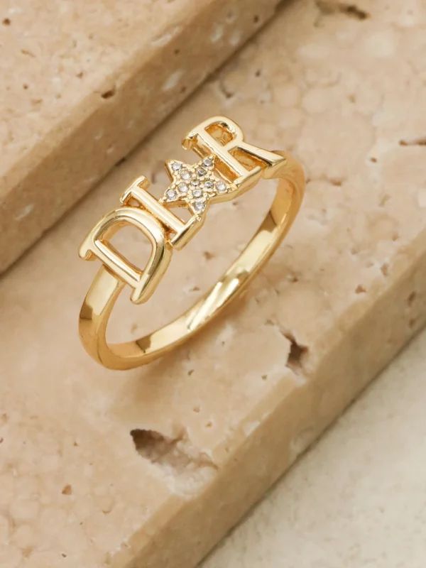 Zircon Letter D Ring – Fashion Stainless Steel Star Ring for Women & Girls