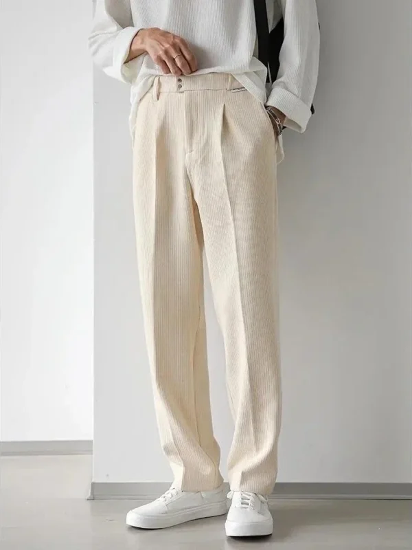 Men's Corduroy Suit Pants – Baggy Fit, Anti-Wrinkle, Stylish Summer Trousers