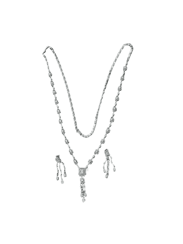 Trendy Zircon Sweater Necklace & Earring Set – Dubai Bridal Jewelry 2024