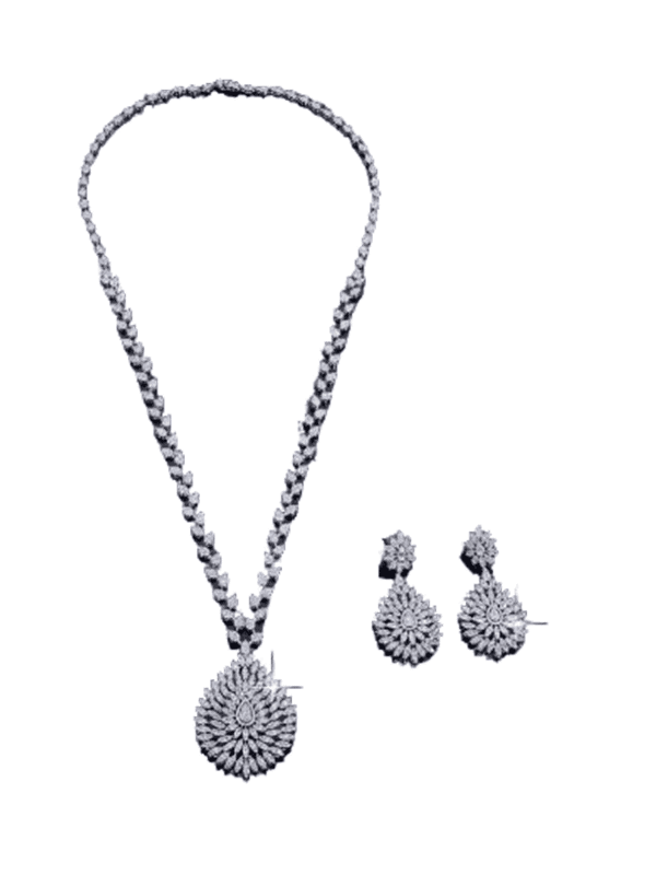 Trendy Zircon Sweater Necklace & Earring Set – Dubai Bridal Jewelry 2024