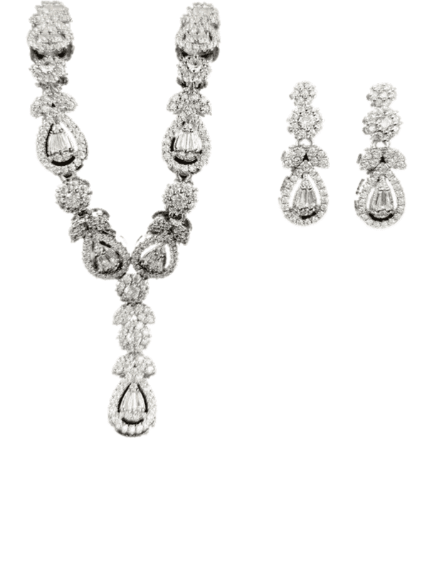 Luxury 2pcs Pack Indian African Dubai Silver Color Jewelry Set for Wedding Women Gift Necklace Earring Free Shipping X7976-E7967