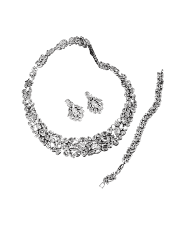 Luxury White CZ Zirconia Jewelry Set – Bridal Necklace & Earrings