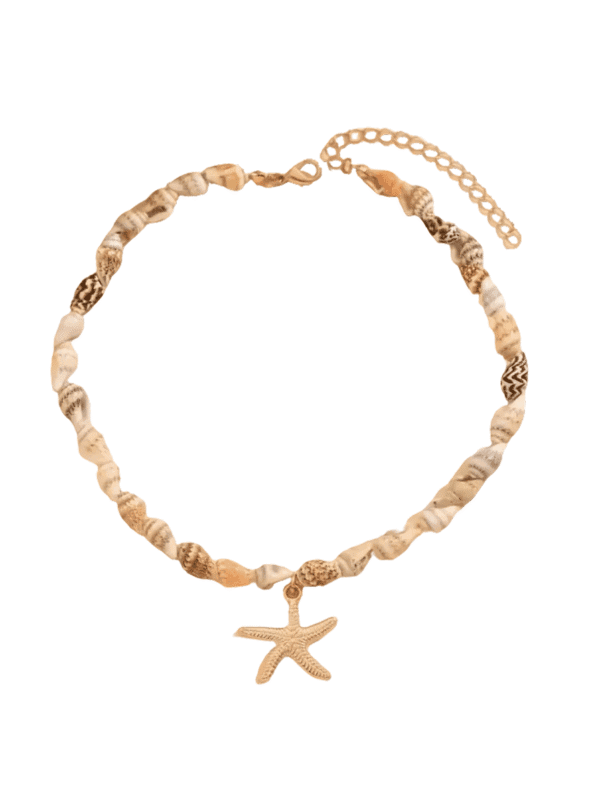 Boho Seashell Choker Necklace – Beach Conch & Starfish Pendant for Women