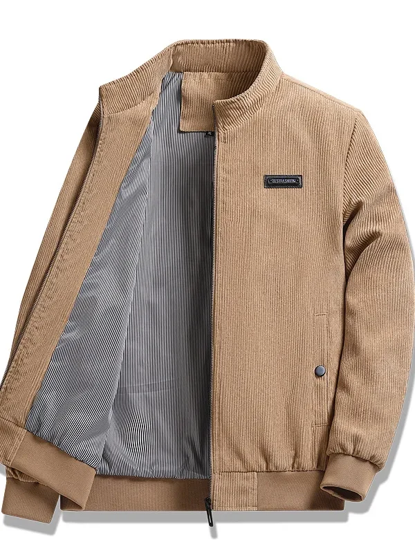 Men's Autumn Jacket Corduroy Casual Workwear Coat Fashion Corduroy Cotton-Padded Jacket Lightweight Streetwear Outerwear Coat