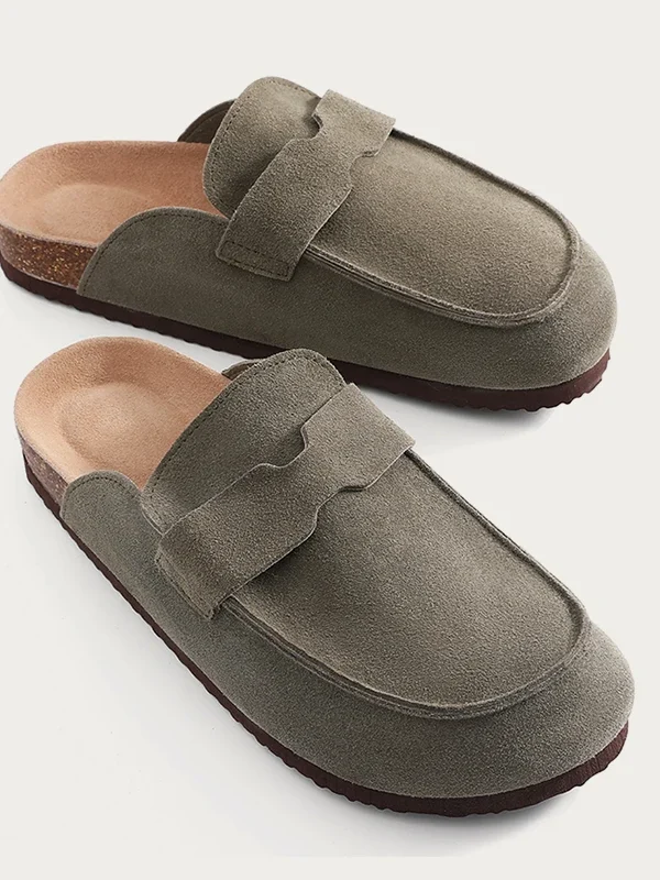 Smile PoP Cork Suede Clogs Slippers For Women Men Clogs Shoes Classic Cork Antislip Outdoor Slippers With Arch Support Mules