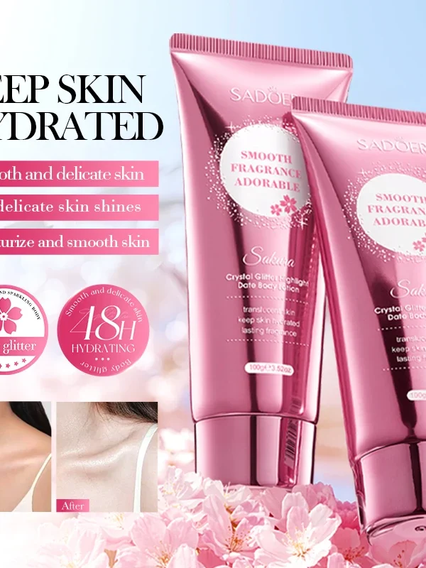 Cherry Blossom Moisture Crystal Glow High Gloss Dating Cherry Blossom Scent Body Lotion Deep Moisturizing Hydrating Body Lotion