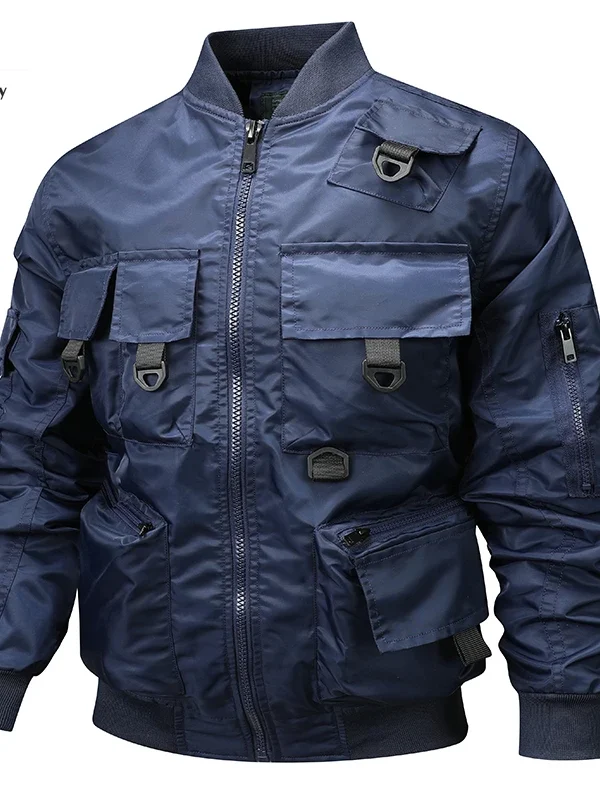 high quality Baseball Jacket Men New Autumn Casual Multi Pocket Windproof Flight Jacket Outdoor Hiking Hunting Work Clothes Coat