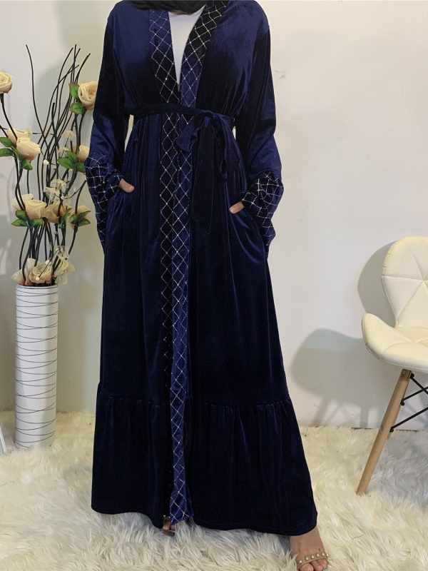 Golden Velvet Gilded Muslim Cardigan Robe