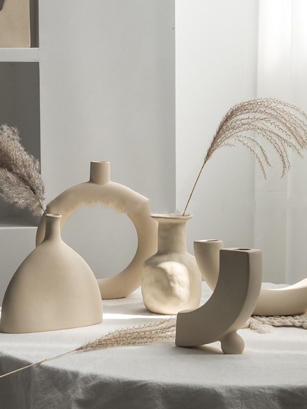 Simplicity Ceramic Vase Dry Flower Arrangement Home Decoration Ornament Living Room Display Art Vases